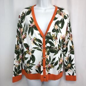 Charter Club Womens Tropical Long-Sleeved Button-up Cardigan Sweater PL
